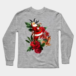 Funny Santa Claus with cute fawn Long Sleeve T-Shirt
